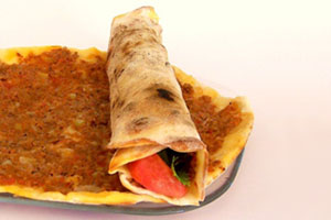 Lahmacun Cooked and Rolled