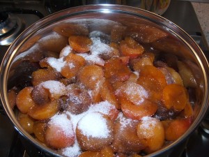 Plum jam in the making