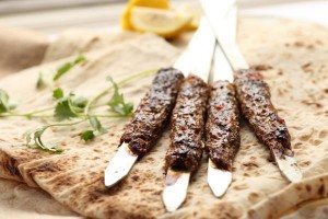 'Adana Kofte' - spiced Turkish kofte kebab on flat bread